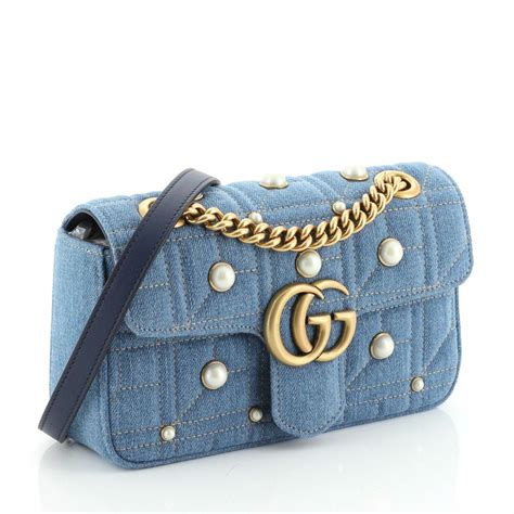 replica gucci marmont|gucci marmont denim pearl bag.